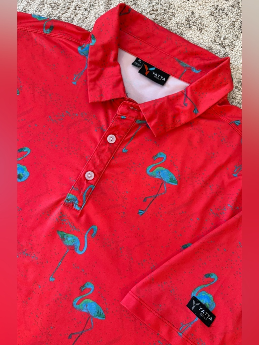 Yatta Golf Flamingo Print Polo Shirt Sz XL